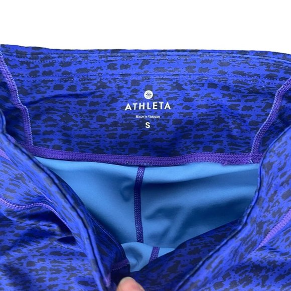 Athleta Purple Blue Asym Camo Print Sonar 7/8 Work Out Leggings Women's Size S - Picture 6 of 16